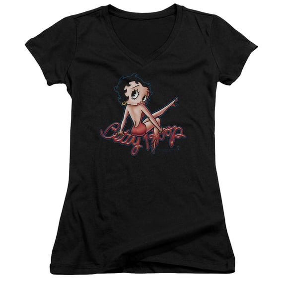Betty Boop Bettys Back Junior Women's T-Shirt V-Neck Black