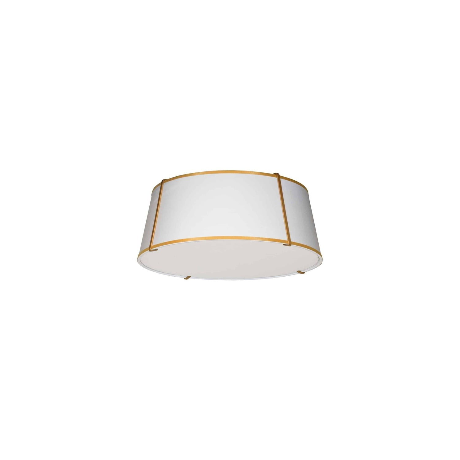 4 Light Flush Mount Ceiling Light, Gold Trapezoid Fixture with White Shade