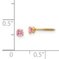 thumbnail image 3 of Boucles d'Oreilles Clous en Or Jaune 14k Pierre de Naissance Tourmaline Rose Simulée 3 mm Oct Octobre, 3 of 7
