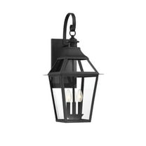Jackson 3-Light Outdoor Wall Lantern in Matte Black with Gold Highlights