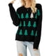 thumbnail image 1 of Suéter Navideño Divertido y Feo para Mujer, Suéter de Punto de Larga con Diseño de , Árbol y de Nieve Negro M, 1 of 10
