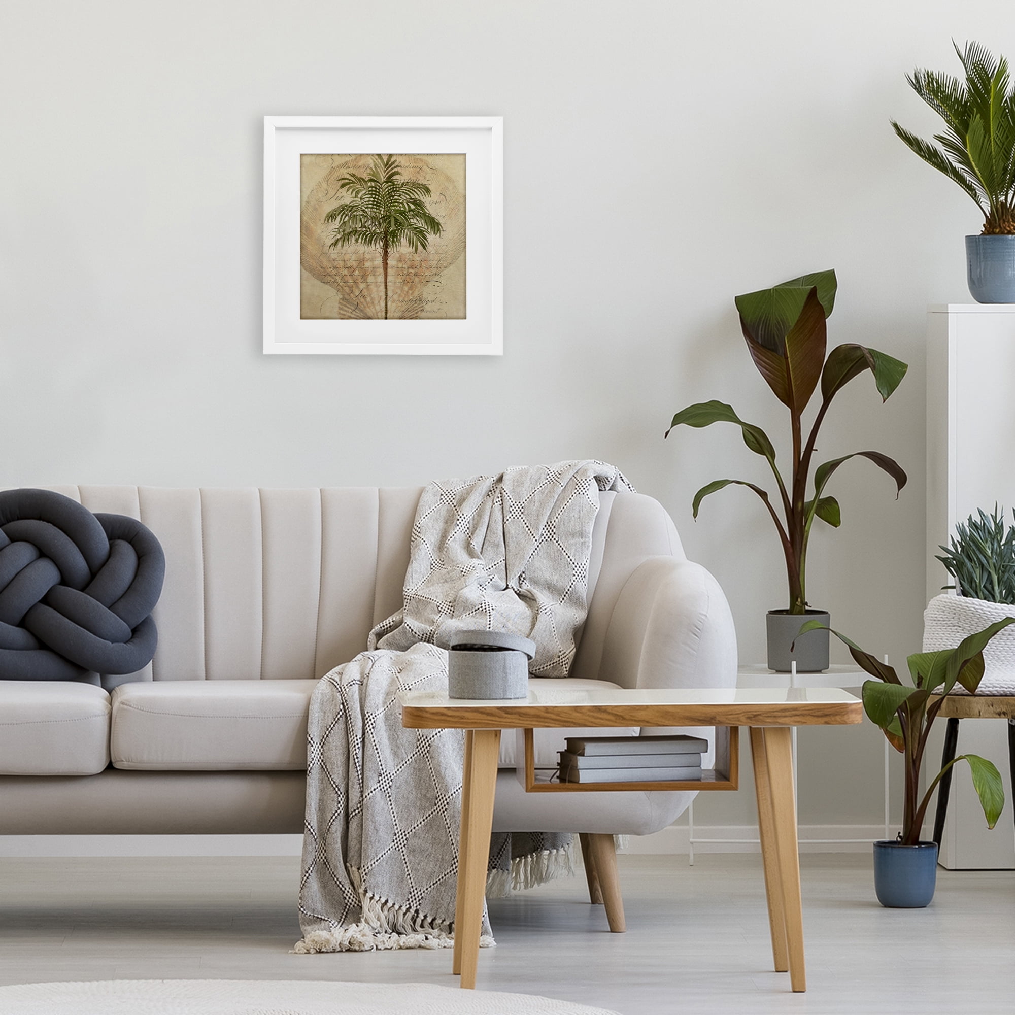 Stupell Industries Subdued Tropics Palm White Framed Print Under Glass, design by Steve Hunziker