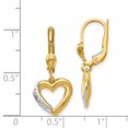 thumbnail image 3 of Real 14kt and Rhodium Textured and Polished Heart Leverback Earring; for Adults and Teens; for Women and Men, 3 of 3
