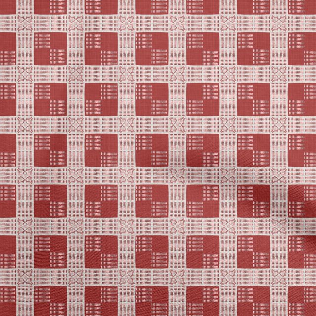 oneOone Cotton Flex Red Fabric Running Stitch Craft Projects Decor Fabric Printed By The Yard 40 Inch Wide