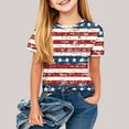 thumbnail image 2 of ZACPNCV Girls 4th of July T-Shirt Short Sleeve Flag Graphic Tees Shirts Summer Patriotic Tops Independence Day Clothes Blue 9-10 Years, 2 of 6