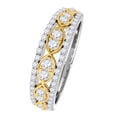 thumbnail image 2 of MauliJewels 0.48 CT Lab Grown Diamond Wedding Band for Women, Round Cut Stone Ring, F-G Color VS1 Clarity, 10K Rose White Yellow Gold Stackable Bridal Band, 2 of 8