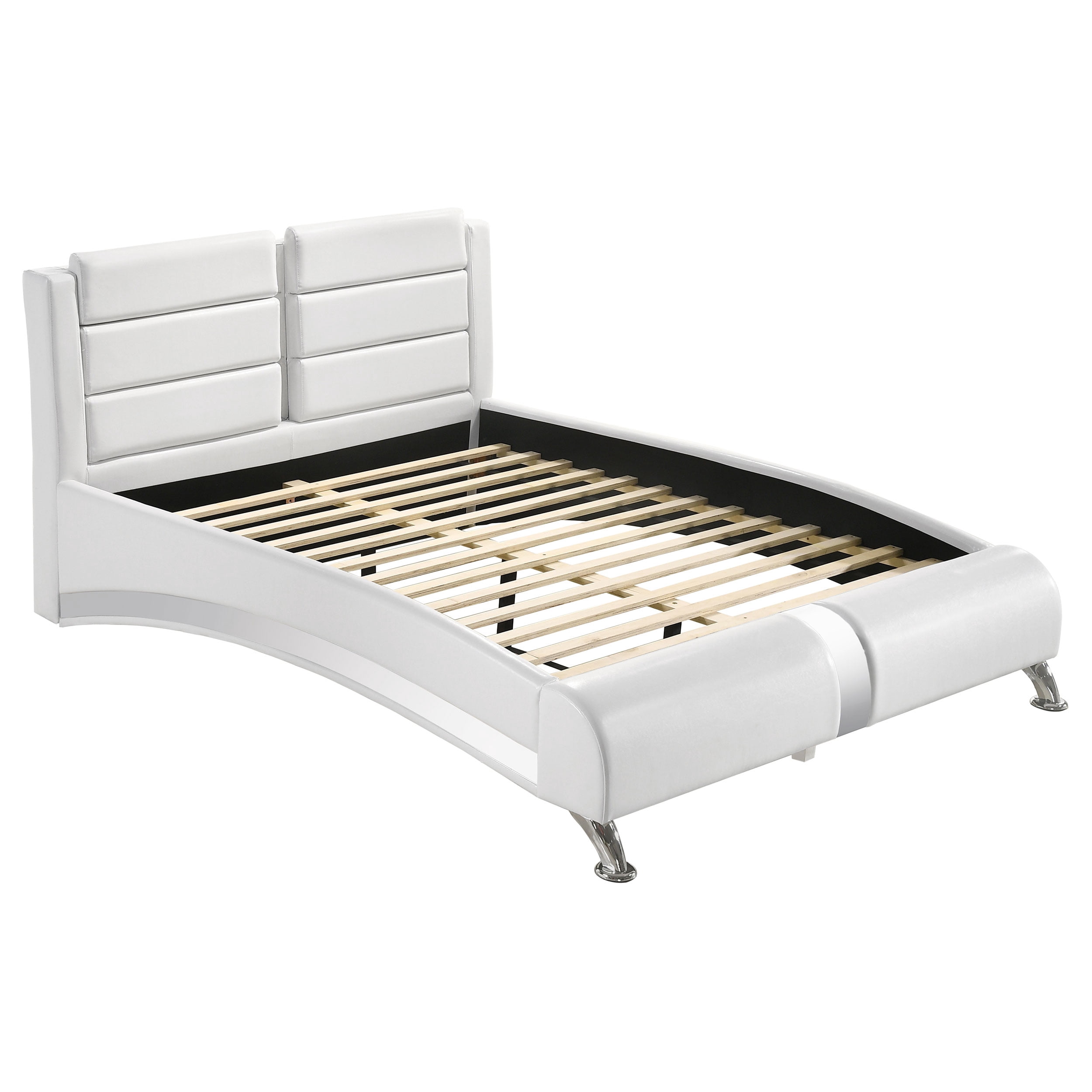 Jeremine Eastern King Faux Leather Bed, In White For Adults