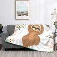 thumbnail image 2 of Honeii Cute Sloth In Yoga Pose Tree print throw blanket, crafted from cozy cotton flannel, offers versatile home decor as a bedding suitable for all seasons.-50"x40", 2 of 6