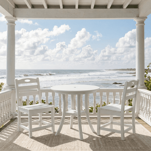 3 Piece Black HDPE Outdoor Bistro Set Round Weather Resistant Table Two Matching Dining Chairs Table Supports 450 Lbs Chairs 300 Lbs for Balcony Porch Garden Patio