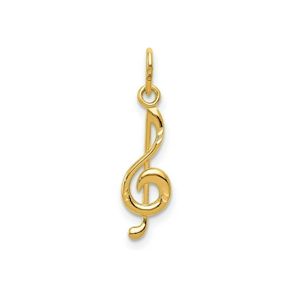 FJC Finejewelers 14 kt Yellow Gold Bright Cut Treble Clef Charm 21 x 5 mm