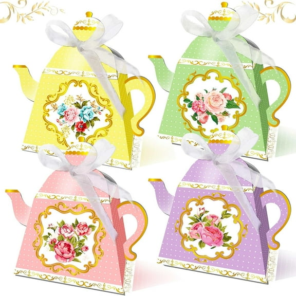 12-Piece Teapot-shaped Holiday Gift Box Set - Multi-color Optional with Ribbon Bow for Party Wedding Decoration Boxes