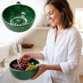 thumbnail image 2 of Berry Swirl Fruit Rinse Bowl, 2-in-1 Wash & Drain Colander with Built-In Strainer, for Berries, Grapes, Produce, 6.7" Diameter, Green, 2 of 8