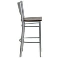 thumbnail image 6 of Flash Furniture 2 Pk. HERCULES Series Silver Slat Back Metal Restaurant Barstool - Walnut Wood Seat, 6 of 8