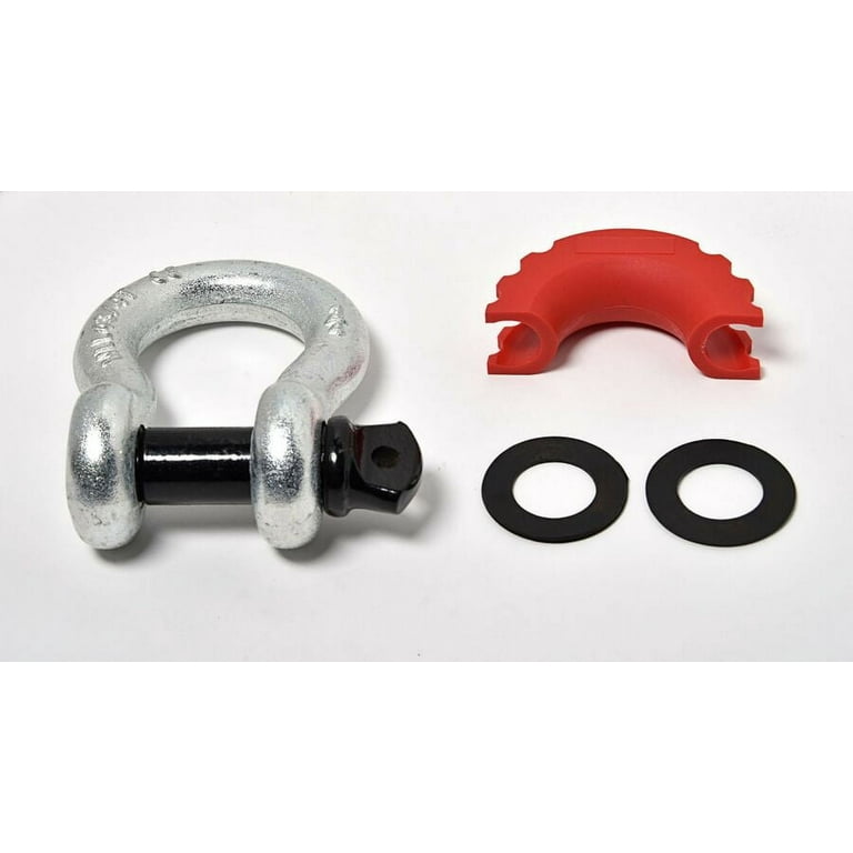 2 Red 3/4" D-Ring Bow Shackles - 10,500 Lbs Capacity With Black Noise Reducers (4.75 Ton)