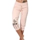 thumbnail image 2 of ICHUANYI Clearance Woman Fashion Drawstring Pockets Elastic Waist Printing Capris Pants(Pink, L) ICHUANYI WER2023080904008, 2 of 6