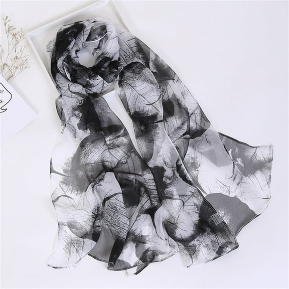 GZWYHT Shawl Wraps,Silk Scarf Scarfs For Women Lightweight Print Floral Pattern Scarf Shawl Fashion Scarves Sunscreen Shawls And Wraps For Spring Shawl,Scarves for Women Lightweight Black