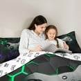 thumbnail image 6 of Feelyou 3D Gamepad Player Bedding Comforter Set, Blue Green Honeycomnb Twin Comforter Sets, Modern Video Games Lover Reversible Bedding Set, Super Cozy Room Decor, 2pcs, 6 of 9