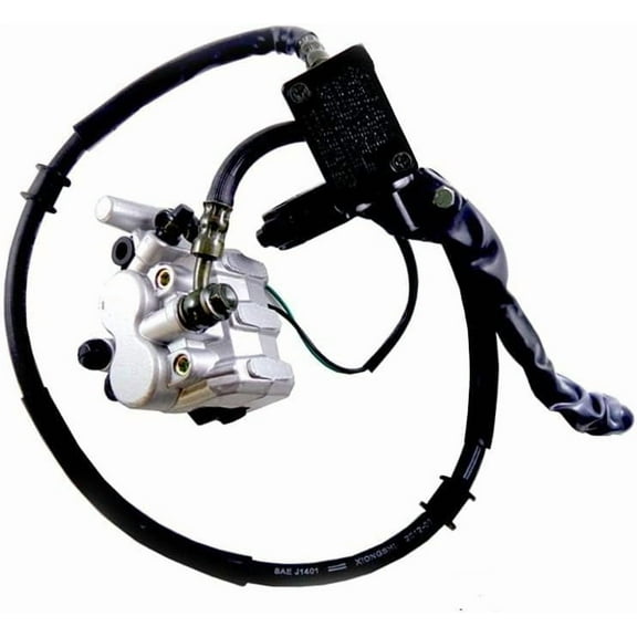 Front Hand Hydraulic Disc Brake Master Cylinder Caliper Assembly with New Brake Pads for 50cc 110cc 150cc 250cc GY6 Scooter Moped