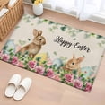 thumbnail image 2 of Rectangle Area Rug 2x3ft, Farmhouse Rabbit Retro Linen Non-Slip Non-Shedding Floor Mat, Easter Green Leaf Spring Flower Washable Sturdy Carpet for Living Room Bedroom Home Decor, 2 of 9