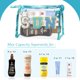 thumbnail image 3 of Clear Makeup Bag Sunscreen Pouch Beach Vacation Essentials Waterproof Summer Stuff Travel Toiletry Purse for Women Teen Girl Personalized Easter Gifts with Preppy Chenille Letter Blue SUN, 3 of 5