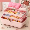 thumbnail image 3 of 3 Tiers Desktop Storage Box, Large Capacity Tool Box Hair Accessories Organizer Box, Multi Grids Desk Organization Container, Multipurpose Art Craft Organizer for Kids, 3 of 7