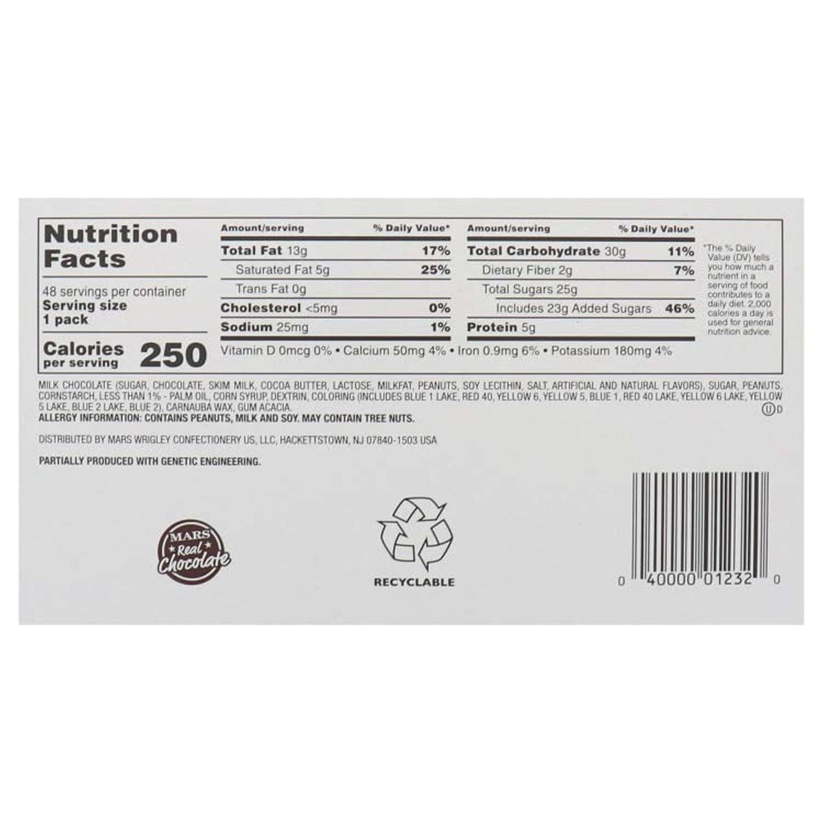 M&M Peanut Chocolate Candy 48/1.74oz