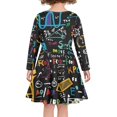 thumbnail image 3 of FKELYI Math Formula Long Sleeve Dress for School Size 7-8 Comfortable Kids Swing Skater Midi Dress Stretchy Dress Up Clothes for Little Girls, 3 of 4