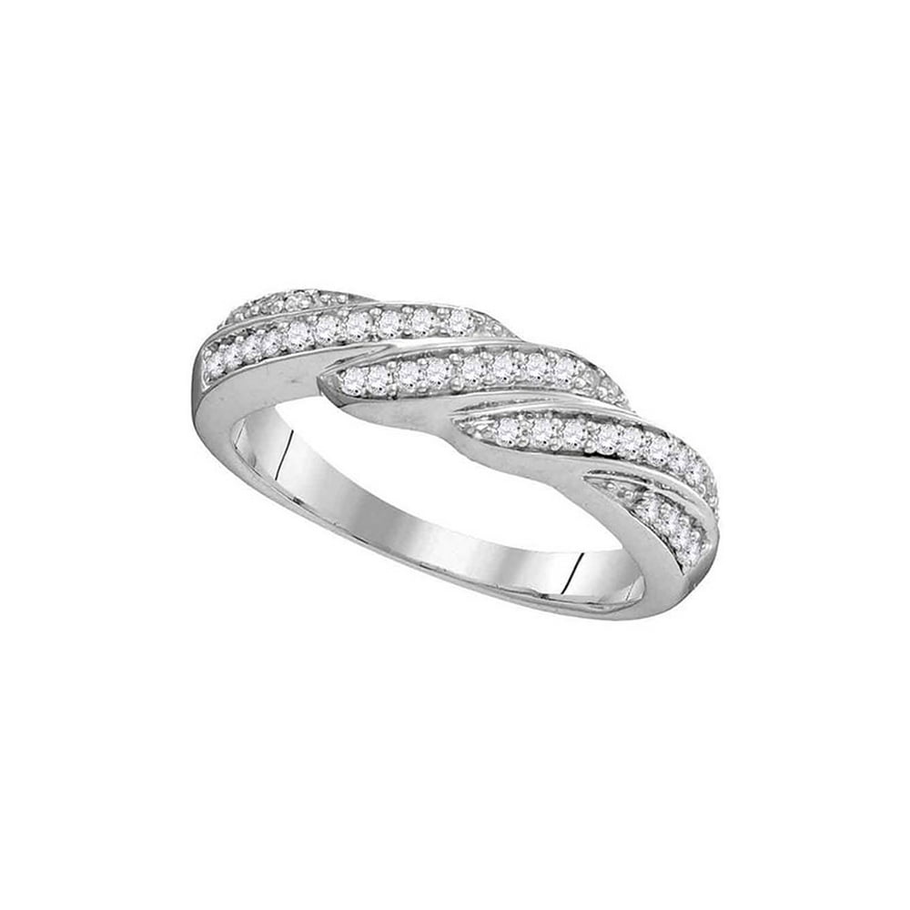 10kt White Gold Womens Round Diamond Crossover Band Ring 1/4 Cttw ...