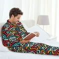 thumbnail image 6 of Salouo Geometry Print Button-Front Long Sleeve Pajama Set for Men, Soft 2Pjs Men's Long Sleeve Sleepwear-XX-Large, 6 of 7