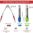 thumbnail image 2 of Mini Kitchen Tongs with Silicone Tips, 3-Piece Set, 7-Inch Non-Stick Small Tongs with Stainless Steel Silicon Handles, Heat Resistant for Cooking and Serving (Multi-Color), 2 of 4