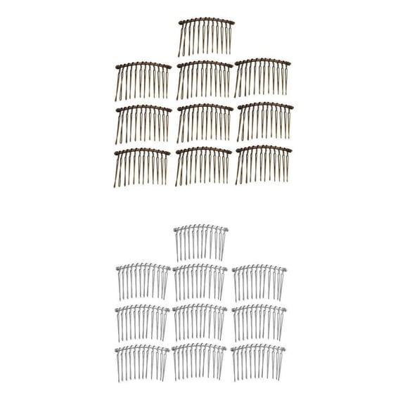 20 Piece Metal beside hair Combs Wedding Combs Pin Barrette Findings with 12 Bridal Hair Accessories