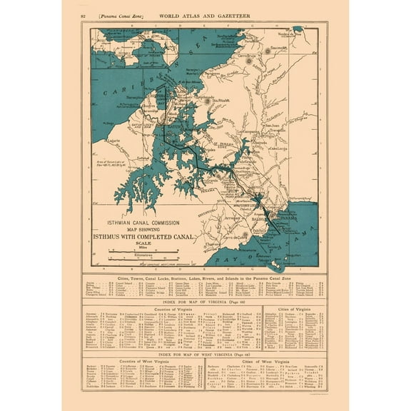 Historic Nautical Map - Panama Canal - Reynold 1921 - Vintage Wall Art
