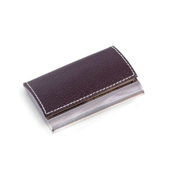 Brown Leather Business Card Case with Magnetic Lid.