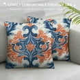 thumbnail image 3 of COMIO  Orange Pillow Covers, Blue Orange Ornamental Seamless Pattern Vintage Paisley Square 18 x 18 Inches Decorative Throw Pillow Covers Cushion for Sofa Bedroom Car, 3 of 5