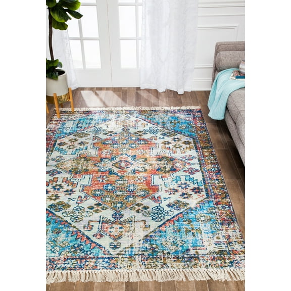 Nourison Feather Soft Contemporary Ivory Blue Area Rug