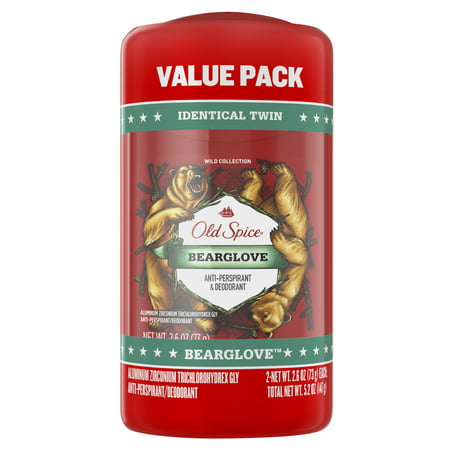 Old Spice Wild Bearglove Scent Invisible Solid Antiperspirant and Deodorant for Men, 2.6 oz, Pack of