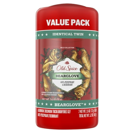 Old Spice Wild Bearglove Scent Invisible Solid Antiperspirant and Deodorant for Men, 2.6 oz, Pack of 2
