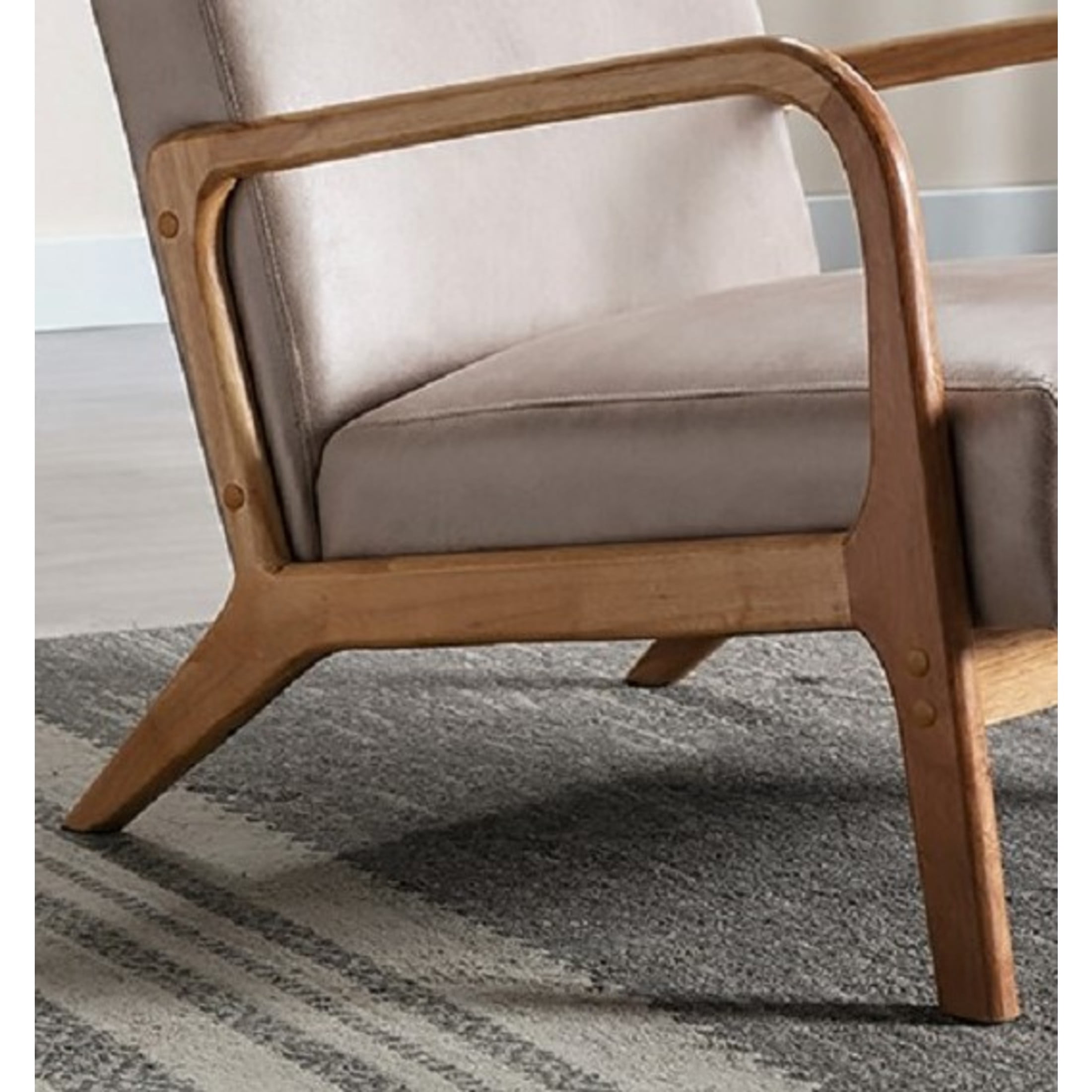 GDF Studio 32.7" Mid-Century Modern Accent Chair with Open Wood Frame, Microfiber Upholstery, Light Camel