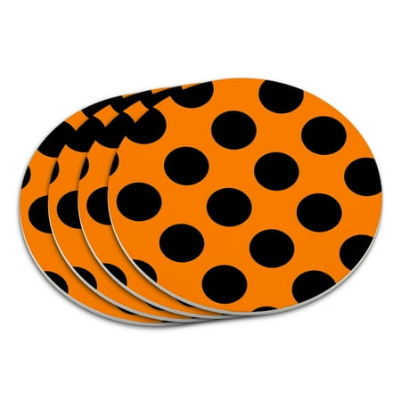 

Polka Dots Black Orange Coaster Set