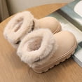 thumbnail image 5 of Quealent Girls Boys Boots Kids Faux Furry Lined Winter Snow Fuzzy Classic Kid's Mid Boot Beige for Size 6.5, 5 of 8