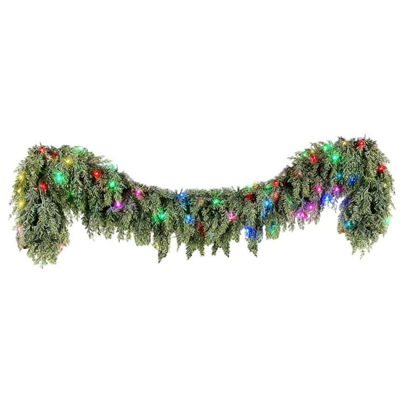 Pre-Lit Christmas Garland 5.9FT, Realistic Cedar Pine Garland with Battery Operated Lights for Fireplace Mantle, Stair Railing, Indoor Outdoor Xmas Holiday Decorations