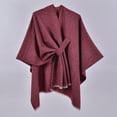 thumbnail image 2 of Dwellite Womens Solid Color Shawl Pashmina Shawl Wraps for Women Wool Knitted Shoulder Top Sweater Shawls Scarf 2025 Red, 2 of 3