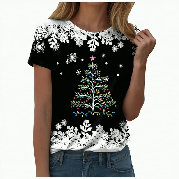 UngA Christmas Shirt Women Funny Christmas Drinking Tee for Ladies Graphic Christmas Tee Shirts for Women (Black,M)