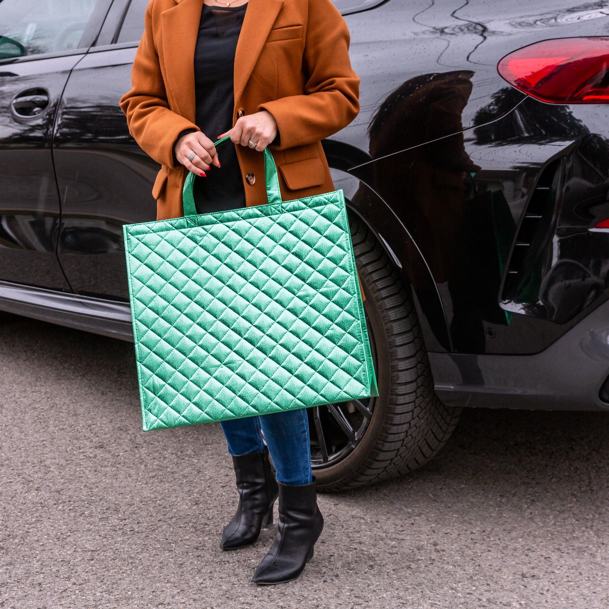 Reusable Grocery Bag, Quilted Shopping Bag for Groceries, MultipurposeTote Bag with Handles, Reusable Tote Bag