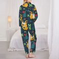 thumbnail image 3 of Pajamas for Women Sets, cartoon Dinosaur leaves Lounge Sets Long Sleeve Button Down Night Shirts Sleepwear Pjs, 3 of 6