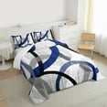 thumbnail image 3 of Manfei Geometric Circles Bedding Comforter Set 2pcs, Gray Blue Black Twin Comforter Sets, Contemporary Abstract Art Bedding Set, Microfiber Bedroom Decor, 3 of 8