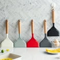 thumbnail image 3 of 1pc, Wide Silicone Spatula, Japanese Tamagoyaki Spatula With Wooden Handle, Non-Stick Cooking Turner, Kitchen Utensils, Kitchen Accessories, 3 of 11