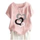 thumbnail image 4 of Blusa de manga corta con cuello redondo para mujer a la moda, camisetas sueltas con estampado Fridja  hjk4878, 4 of 5