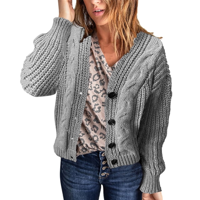 Gibobby Cárdigan mujer Suéter de Punto Ligero con Frente Abierto para Mujer Ensambles de Dama Cardigan Elegante de Jersey Abrigos Largos(Gris,XG)