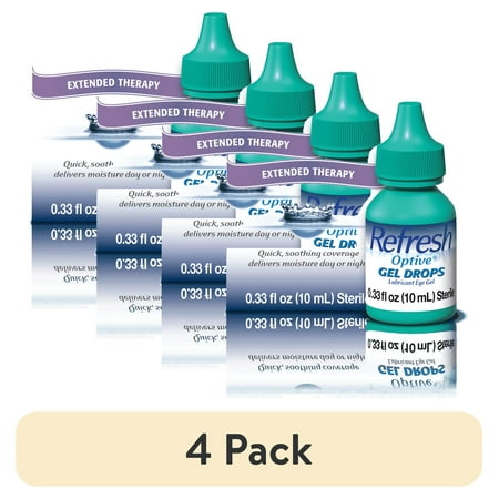 (4 pack) Refresh Optiv Gel Drops Lubricant Eye Gel, Extended Therapy, 0.33 fl oz